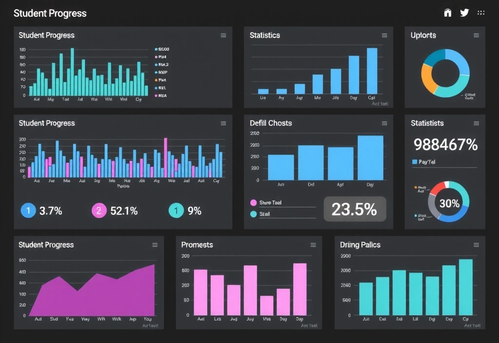 Bilde av et dashbord som viser studentens fremdriftsgrafikk og statistikk