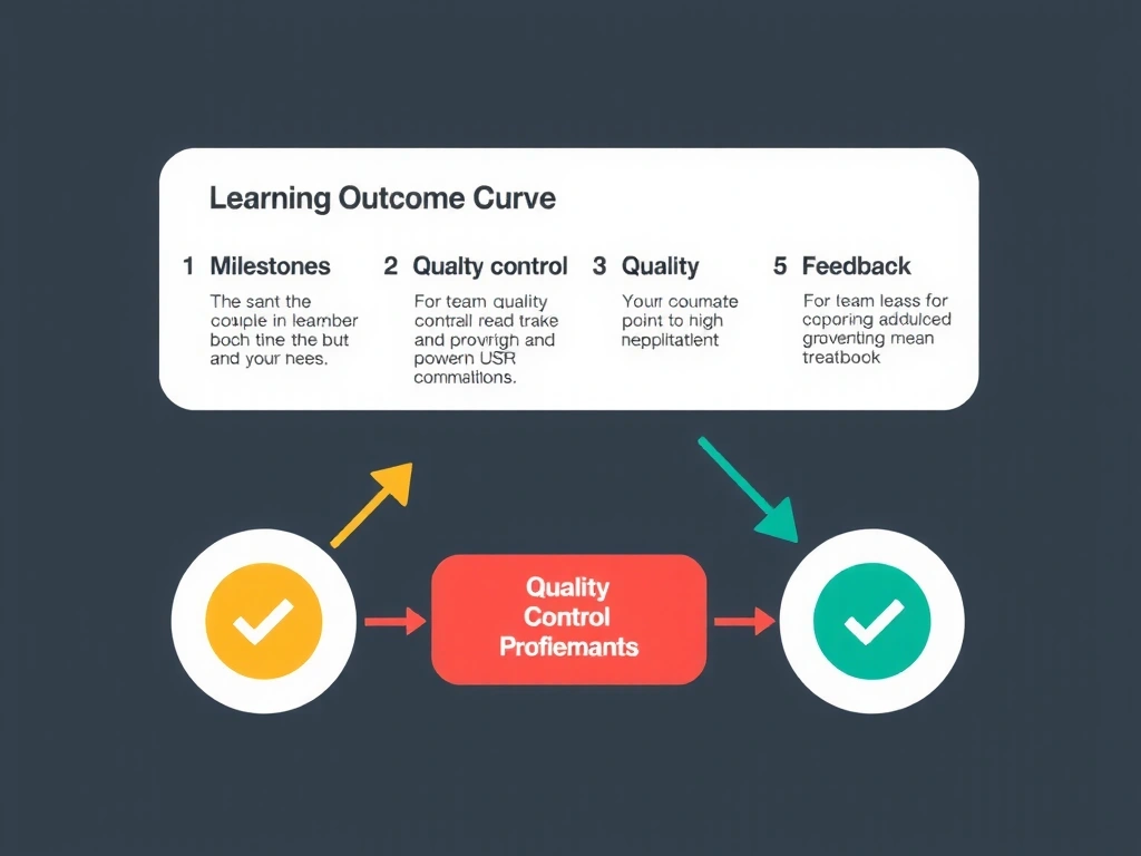 Diagram som illustrerer en kurve for læringsutbytte med milepæler og kvalitetskontrollpunkter