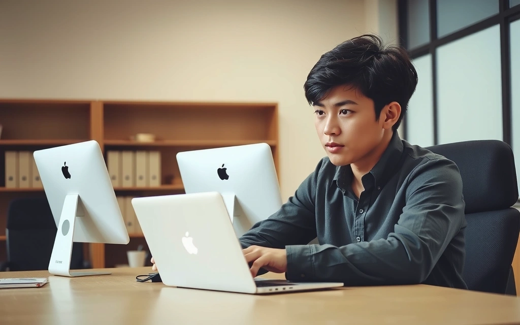 Student studying online with a laptop