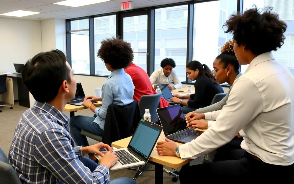 Studenter som jobber sammen i et moderne klasserom