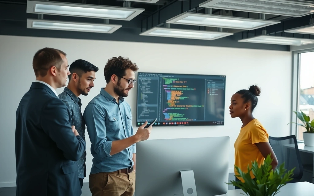 Teamet hos Profesjonell IT Utvikling samarbeider