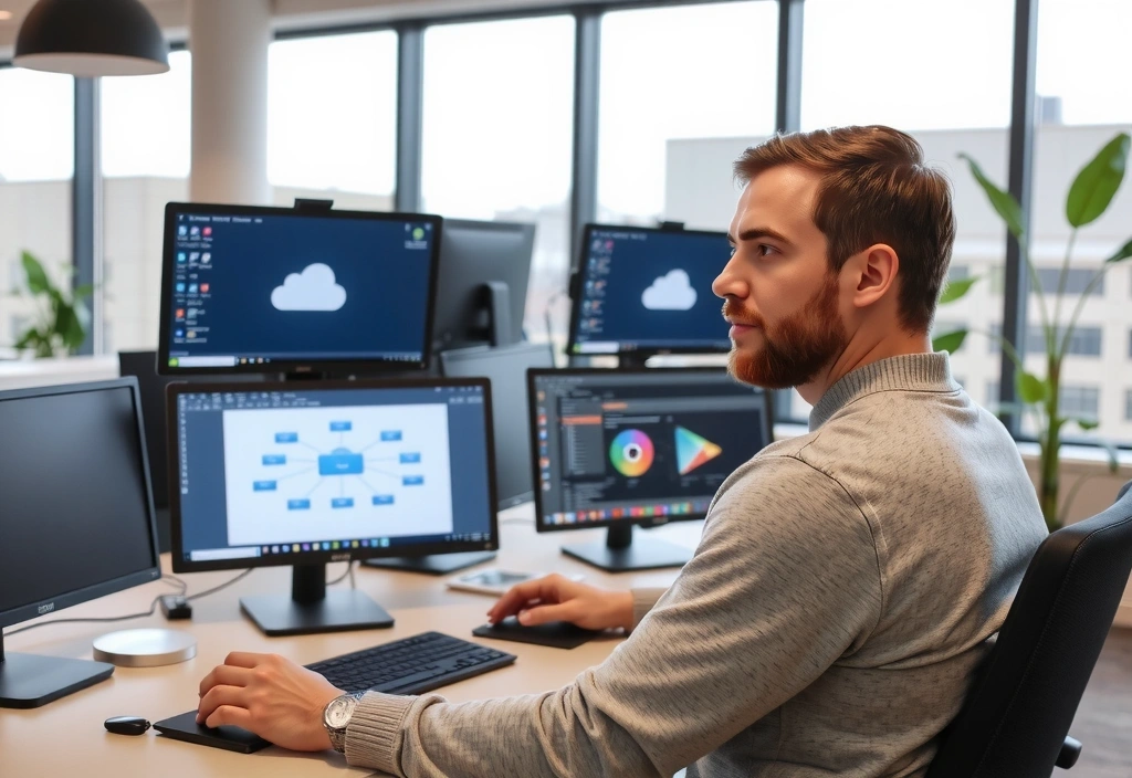 Stian som Senior Cloud Engineer i et moderne kontorlandskap