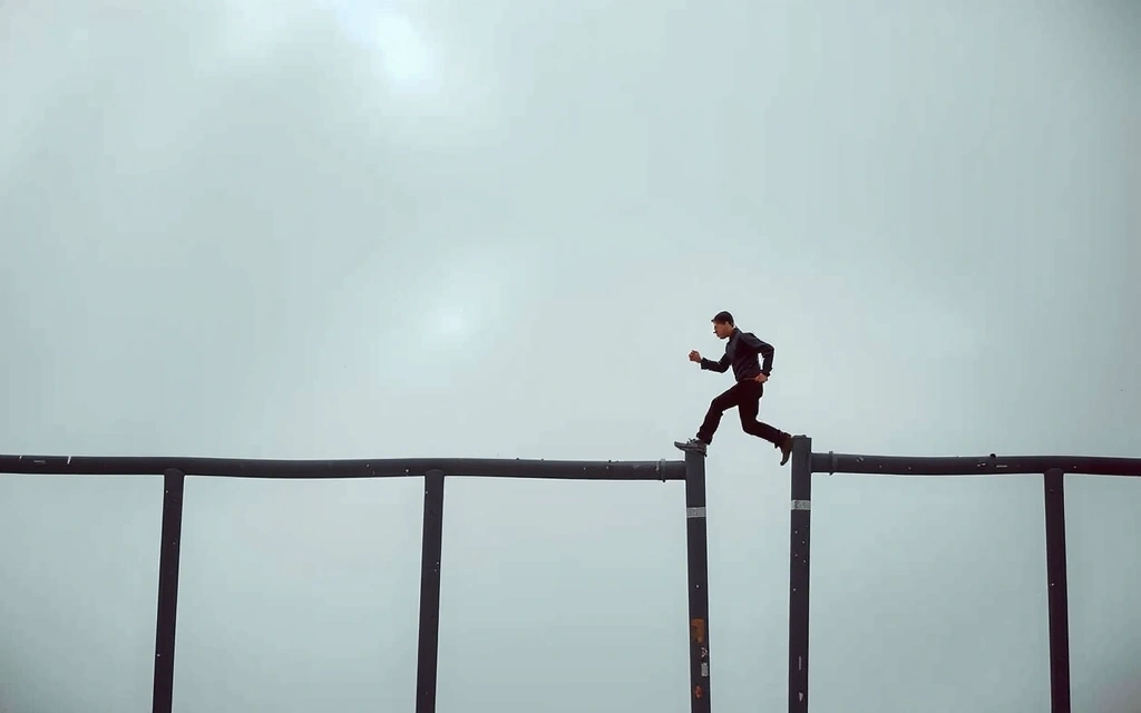 Liten figur som balanserer på et gjerde, symboliserer ansvarsfraskrivelse og grenser